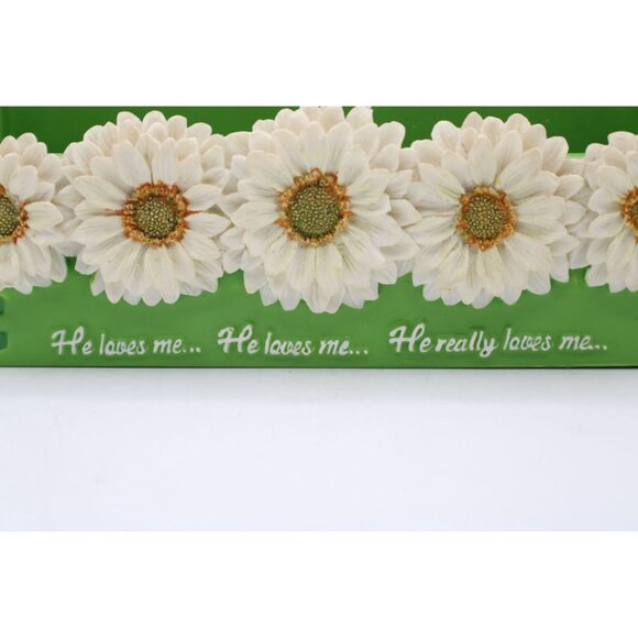 Green Notepad & Pen Holder White Daisy Design "He Loves Me" Text Girls Tween Vtg - Picture 2 of 8
